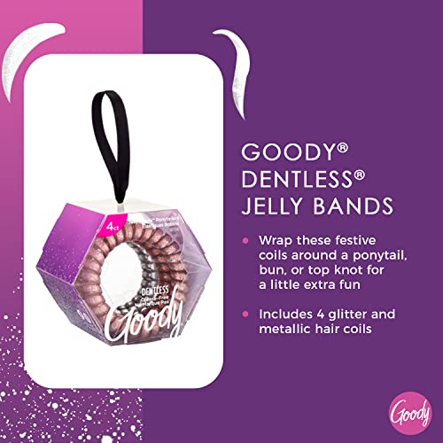 GOODY Icy Holiday Coils Ornament Pack of 4 - Glitter Hair Coils for All Hair Types