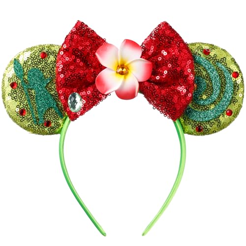 Moana01a Mouse Ear Headbands with Glitter Bow for Girls' Birthday