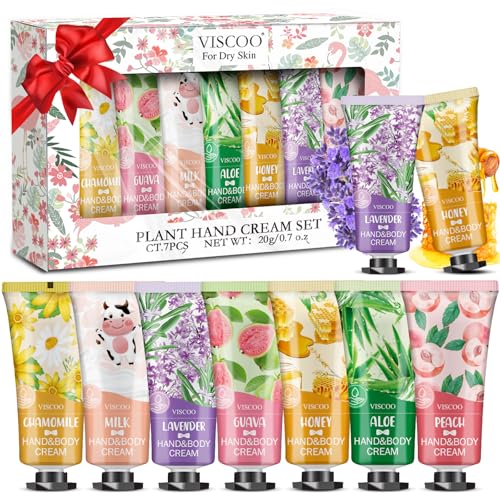 VISCOO 7 Pack Mini Hand Cream Gift Set for Women - Moisturizing Travel Size