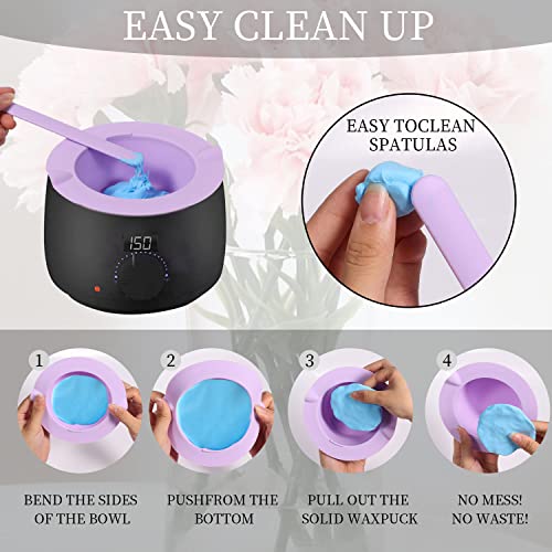 LUTER Silicone Wax Warmer Bowl and Spatula Set - 2 Piece Hair Removal Kit