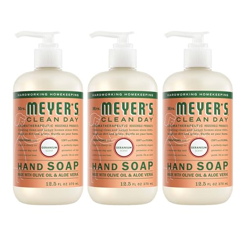 Mrs. Meyer's Clean Day Liquid Hand Soap, Geranium Scent, 12.5 Fl Oz (3 Pack)