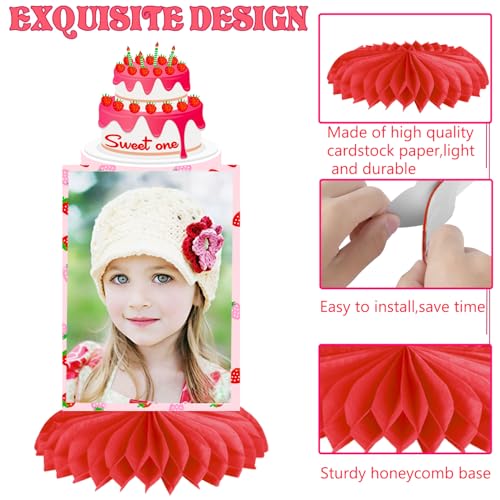 Strawberry First Birthday Honeycomb Centerpieces - 10 Pcs