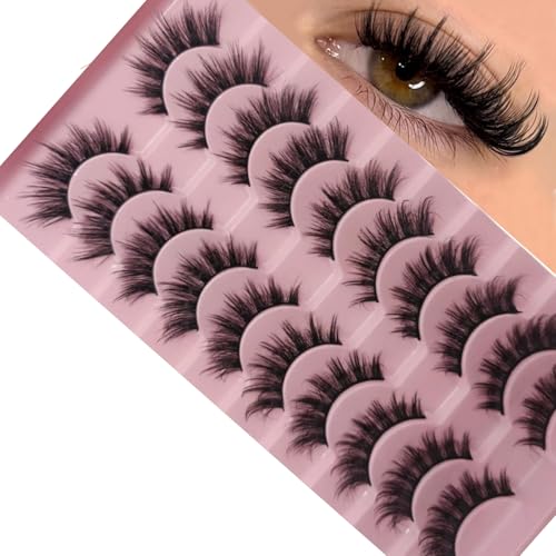 10 Pairs 3D D Curl False Eyelashes - Fluffy Cat Eye Wispy Lashes
