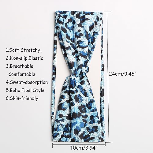 Hzaiwy 6PCS Women Leopard Boho Cross Headbands - Wide Top Knot Turban Hair Wrap (Type B)