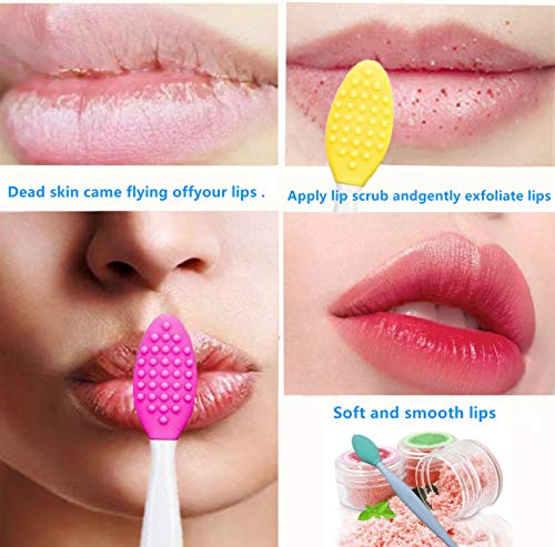 Double-Sided Lip Scrub Brush Set - 8 Pcs Silicone Exfoliator