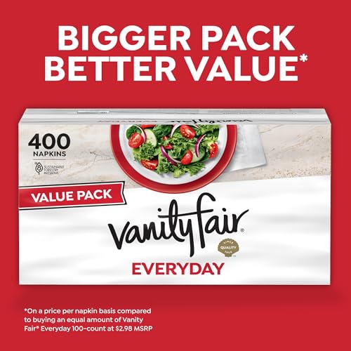 Vanity Fair Everyday Paper Napkins, 400 Count - 2-Ply Disposable Napkins