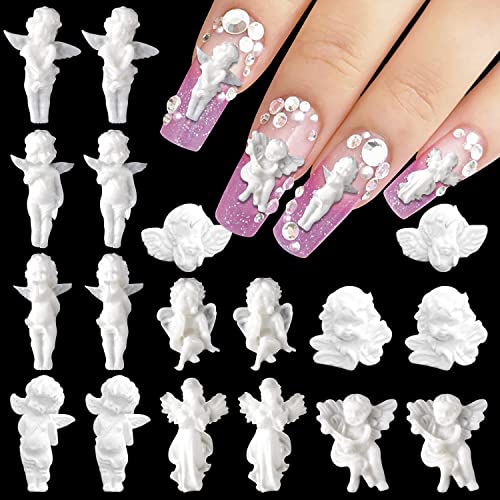90PCS White Embossed Angel Nail Charms For Acrylic Nails 3D Baby Art
