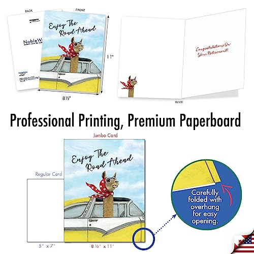 NobleWorks Jumbo Retirement Greeting Card - 8.5x11 Inch with Envelope