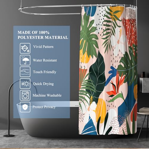 Lokigo Extra Long Tropical Leaves Shower Curtain 72" x 84"