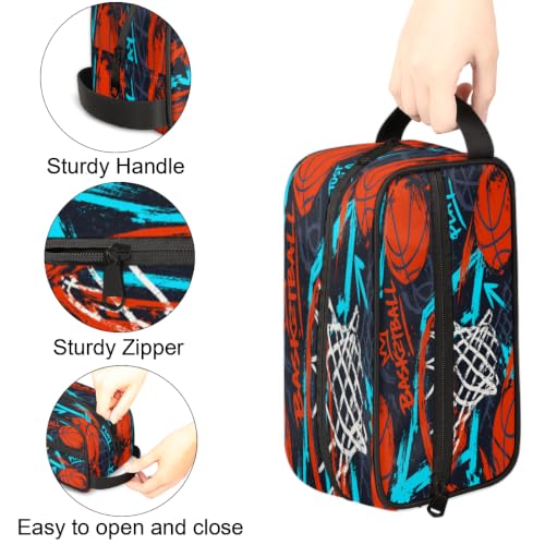 PATTERNFUL Basketball Travel Toiletry Bag for Kids - Waterproof Hanging Organizer