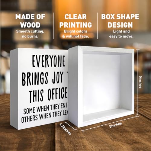Funny Office Desk Decor Wooden Sign - 5x5 Inches Gift for Coworkers