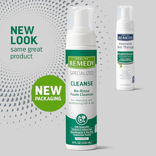 Medline Remedy No-Rinse Foam Cleanser - Gentle Skin Care, 8 oz