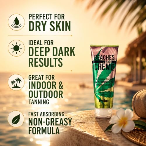 ProTan Beaches & Crème Hemp Dark Tanning Gel - Fast Absorbing, Nourishing 8.5oz