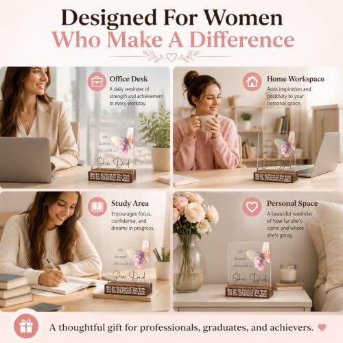 Inspirational Butterfly Desk Decor - She Believed She Could Gift