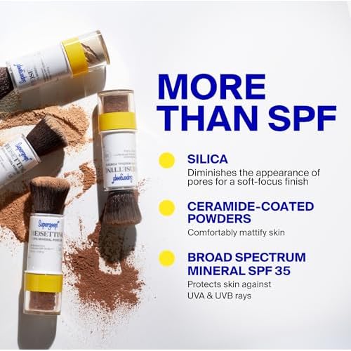 Supergoop! (Re) setting Face Powder SPF 35 - Broad Spectrum Mineral Sunscreen - 0.15 oz - Shine Control, Matte Finishing, On-the-Go Sun Protection
