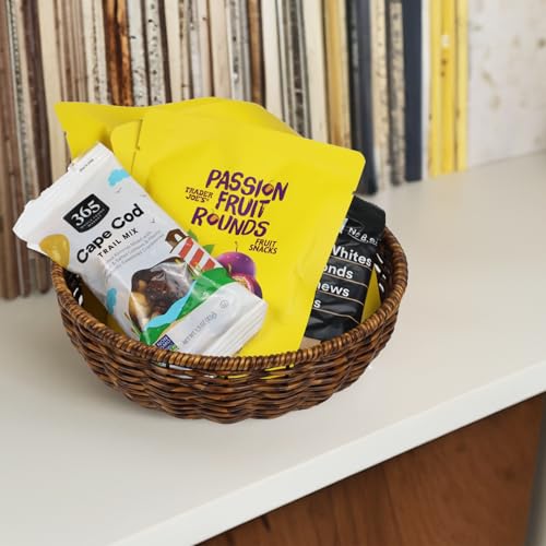 Small Woven Wicker Fruit Basket for Kitchen & Dining | Natural Brown