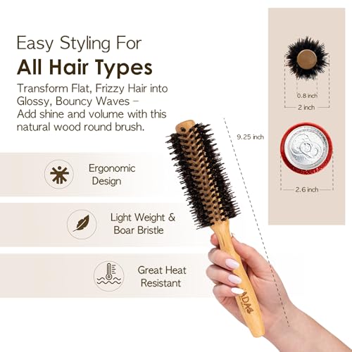TADA Beauty Bamboo Round Brush - Eco-Friendly Detangling Brush