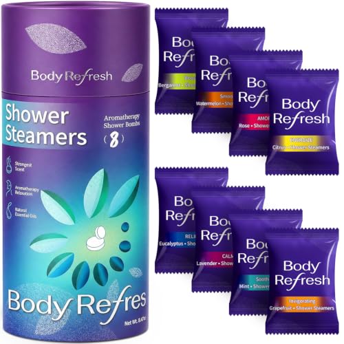 BodyRefresh Purple Shower Steamers 8-Pack Aromatherapy Set – Relaxation & Stress Relief