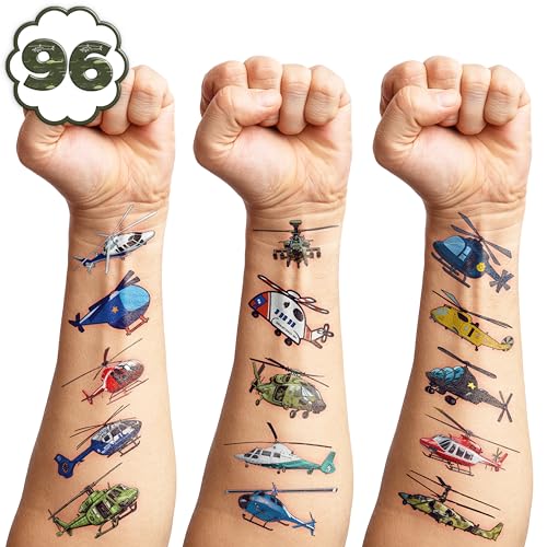 102-Piece Helicopter & Airplane Temporary Tattoos for Kids