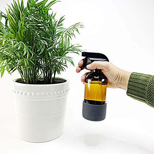 16 oz Amber Glass Spray Bottles with Silicone Sleeve - 2 Pack