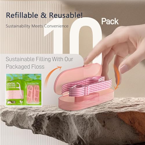Innovihue 85 Count Dual-Line Mint Dental Floss Picks with 4 Travel Cases – 340 Count Total, Family Oral Care