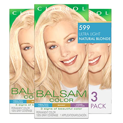 Clairol Balsam Permanent Hair Dye, 599 Ultra Light Natural Blonde - 3 Pack
