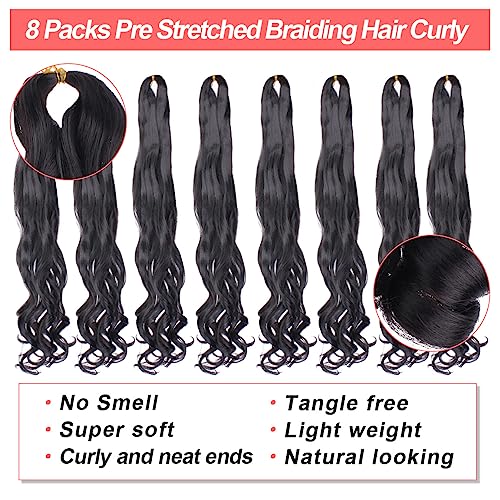 Xtrend 30 Inch French Curly Braiding Hair, 8 Packs Pre-Stretched Synthetic