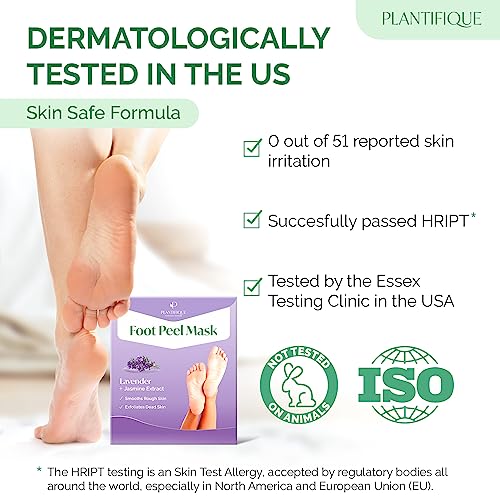 Plantifique Foot Peel Mask Lavender, 2 Pairs Dermatologically Tested - 1 Count (Pack of 2)