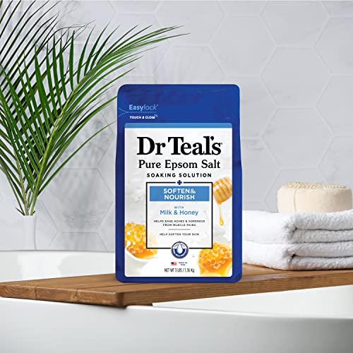 Dr Teal's Epsom Salt Soaking Solution, Milk & Honey, 48 Oz (Pack of 2)