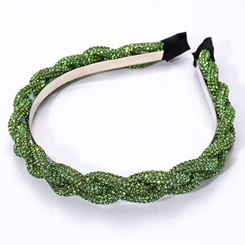 HSWE Green Twist Rhinestone Headband for St. Patrick's Day Irish Festival Party