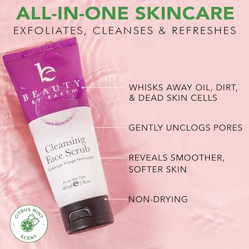 Beauty by Earth Facial Scrub Exfoliator, Organic Face Wash for Sensitive Skin