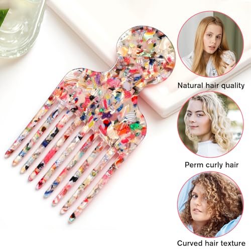 Detangling Hair Pick Comb for Curly Hair - Wide Tooth Acetate Comb