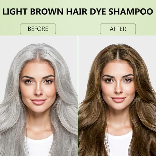 Plantkonw Light Brown Hair Dye Shampoo - 3-in-1 Natural Gray Coverage