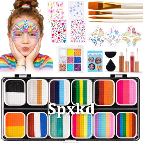 Professional Face Painting Kit for Kids and Adults - 12-Color Split Palette