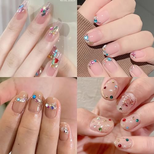 2000Pcs Colorful 3D Rhinestone Nail Art Charms - Geometric Shapes