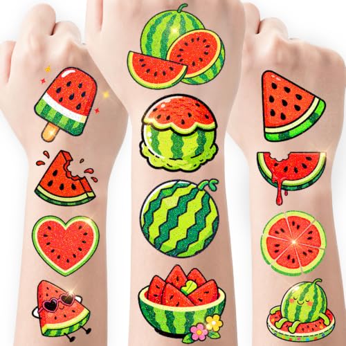 108 Glitter Watermelon Temporary Tattoos for Kids - Summer Party Favors