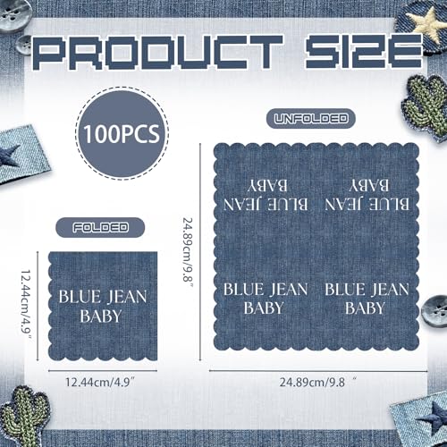 Blue Jean Baby Shower Napkins - 100 Pcs Disposable Party Decor