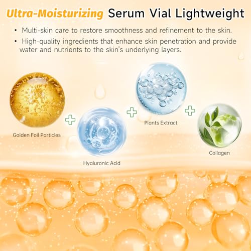 24K Gold Serum Ampoule for Face Anti-Aging Hydrating Collagen Boost - 3 Pack