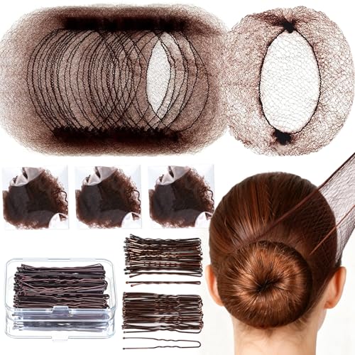 Teenitor Hair Net Set - 20 Pcs Brown Hair Nets & 40 Hair Pins