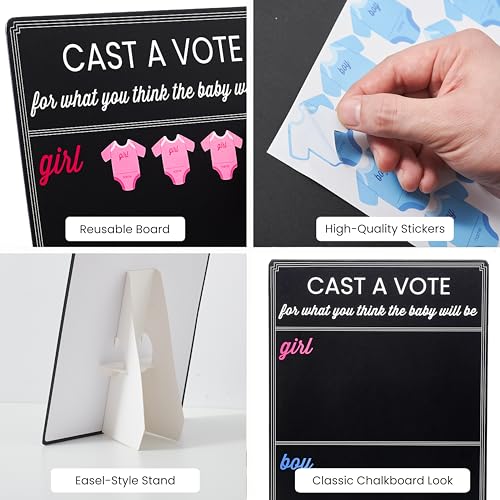 Gender Reveal Voting Board Game with 144 Stickers - Baby Shower Décor