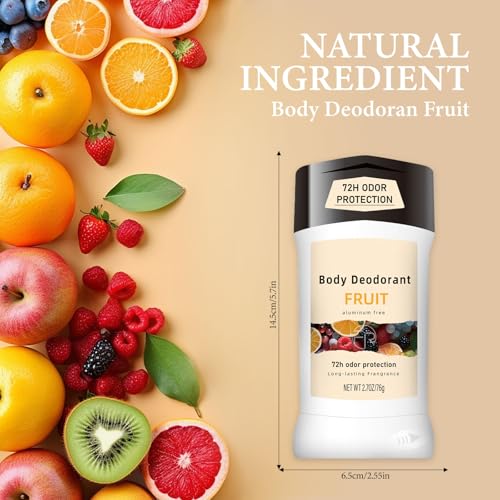 MIANID Natural Fruit Deodorant Stick - Aluminum Free, 72H Odor Protection, Sensitive Skin, 2.7oz