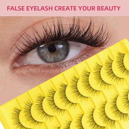 FADLASH Cat Eye Wispy False Eyelashes - 10 Pairs D Curl