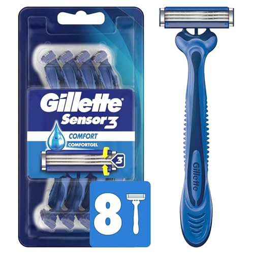 Gillette Sensor3 Comfort Disposable Razors for Men, 8 Count