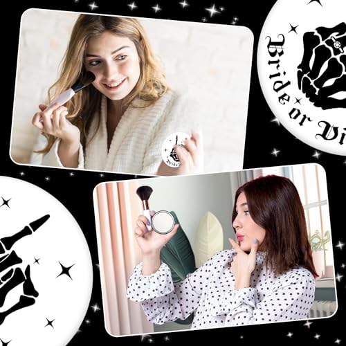 12 Pcs Gothic Bachelorette Compact Mirrors - Bride or Die Party Favors