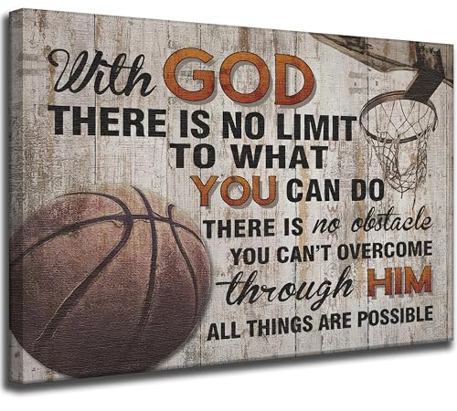 Inspirational Basketball Canvas Wall Art for Boys' Room - 12x16in