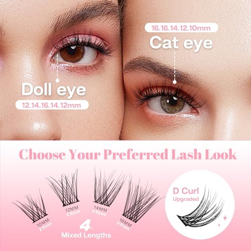 PopUp 144 Pcs D Curl Lash Clusters Eyelash Extensions Natural Wispy Reusable