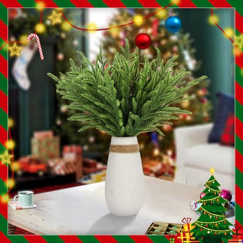30 Pcs Artificial Pine Branches - Realistic Faux Evergreen Stems for Christmas Crafts & Decoration