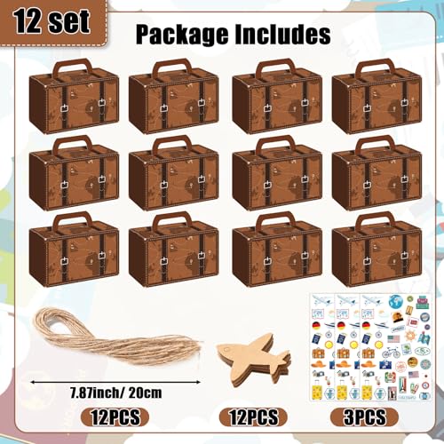 Large Vintage Travel Suitcase Candy Box Set - 12 Pcs for Party Favors