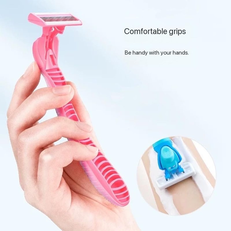 Razor for Women's and Men's 6-Blade Razors for Women Men Sensitive Skin 3 Non-Slip Handles and 12 Blade Refills