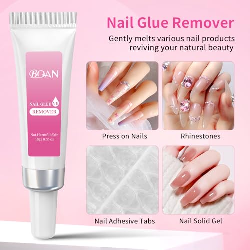 BQAN Semi Nail Glue Kit - 10g Quick-Drying Adhesive & 10ml Remover